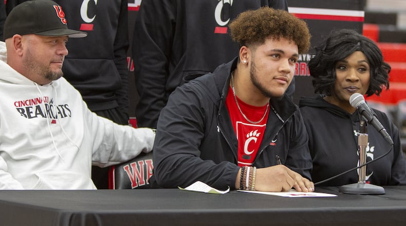 Wayne offensive lineman Evan Tengesdahl signed with Cincinnati on national signing day in December of 2022. JEFF GILBERT / CONTRIBUTED