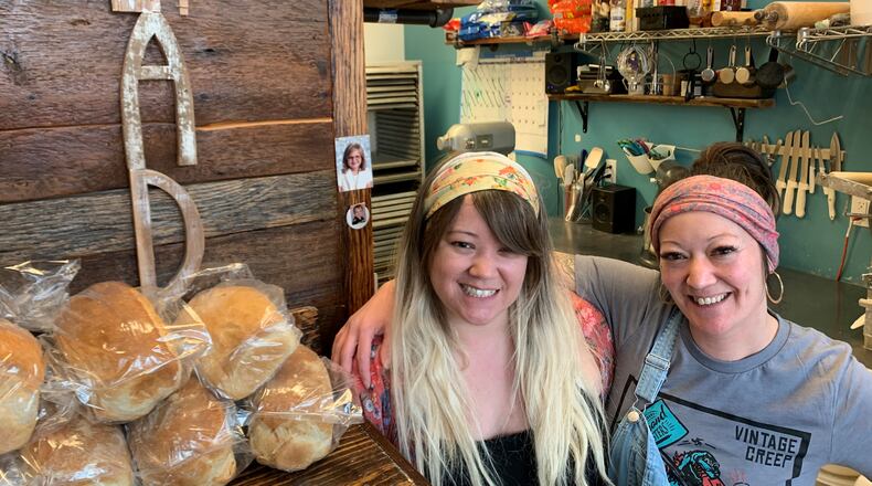The Almond Sisters Bakery in Hamilton was still active Tuesday morning as its three employees — co-owner Jenni Hubbard, her husband, Scott, and her sister, Stephanie Kyoto — worked to ensure a display case was filed with two dozen kinds of desserts and three different breads. CONTRIBUTED