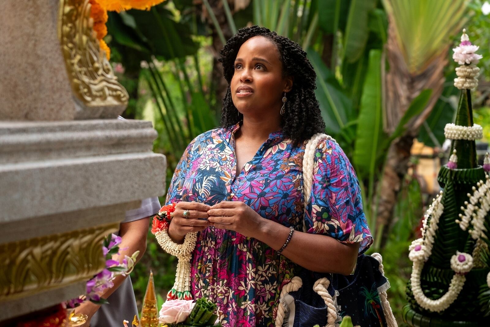 This image released by HBO shows Natasha Rothwell in a scene from "The White Lotus." (Fabio Lovino/HBO via AP)