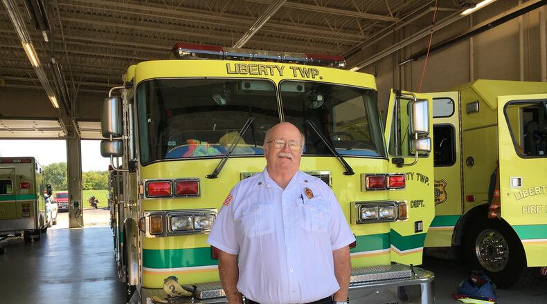 Liberty Twp. Fire Chief Paul Stumpf in front of the township’s fire headquarters on Princeton Glendale Road.