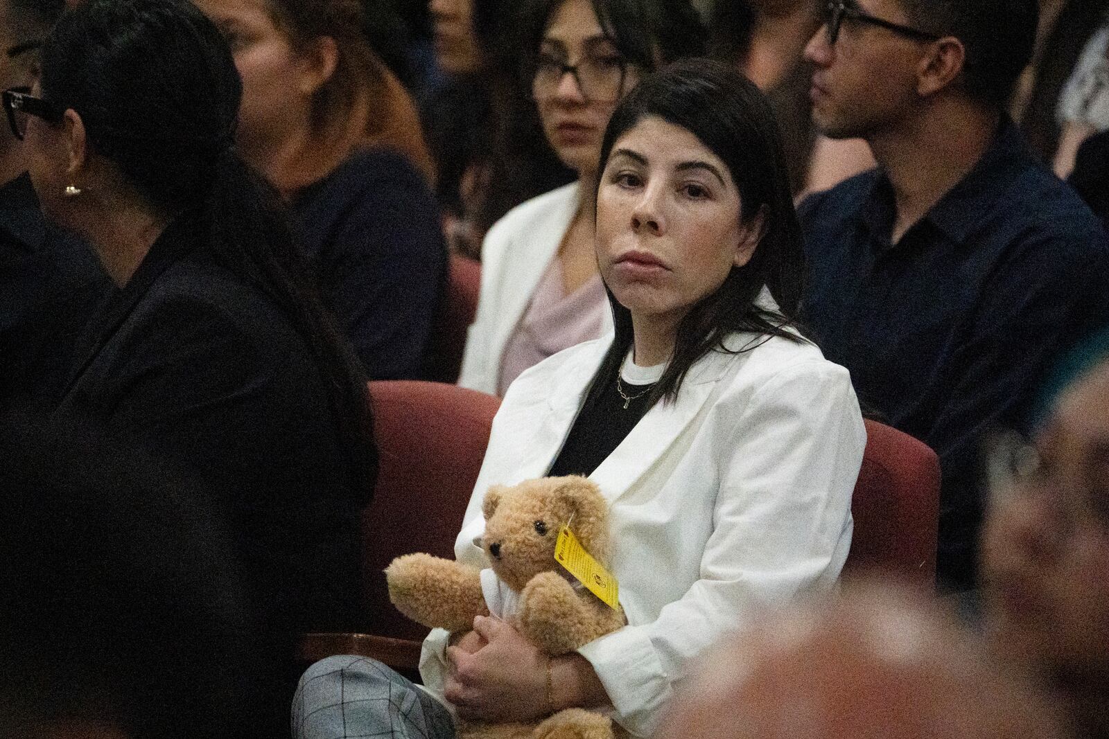 Family members await the start of the sentencing for Patrick Crusius, the Walmart mass shooter, at the Enrique Moreno County Courthosue in El Paso, Texas, on April 21, 2025. (Omar Ornelas/Pool Photo via AP)