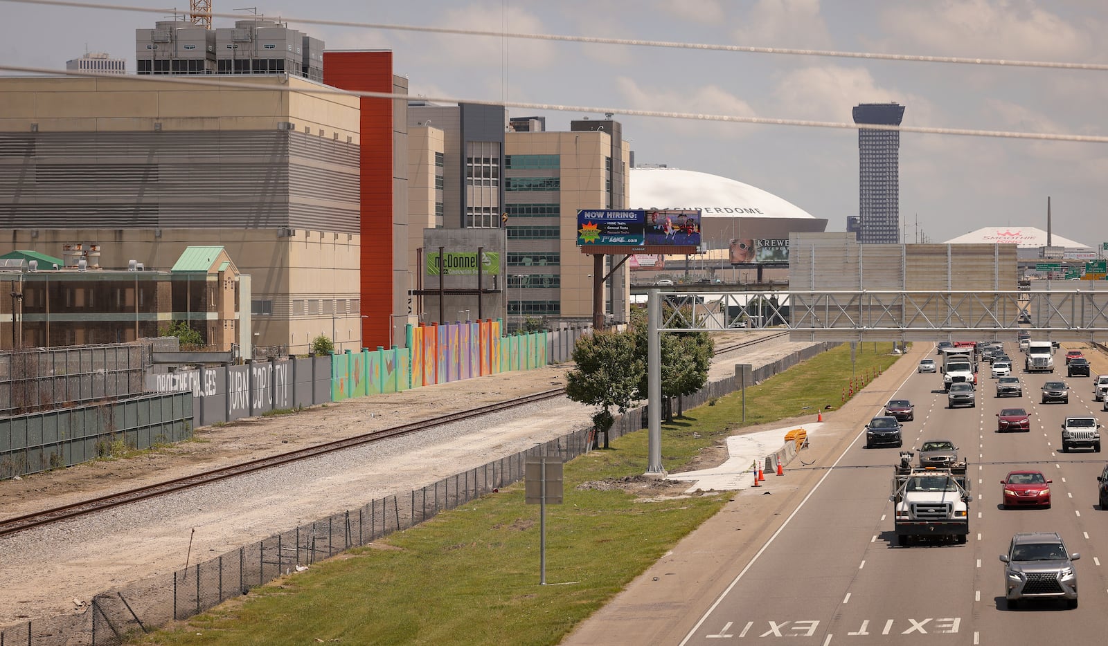 The Orleans Justice Center jail, left, in New Orleans is seen on Friday, May 16, 2025. (Brett Duke/The Advocate via AP)