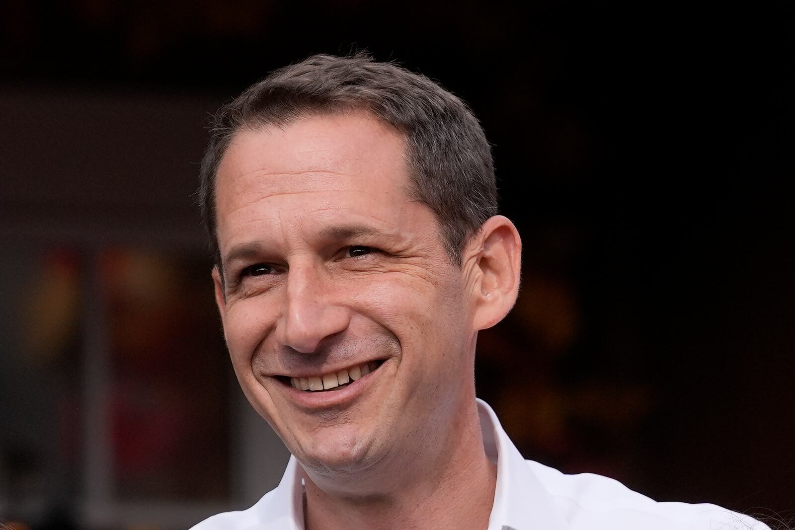 FILE - San Francisco mayoral candidate Daniel Lurie smiles while campaigning in San Francisco, Saturday, Oct. 26, 2024. (AP Photo/Jeff Chiu, File)