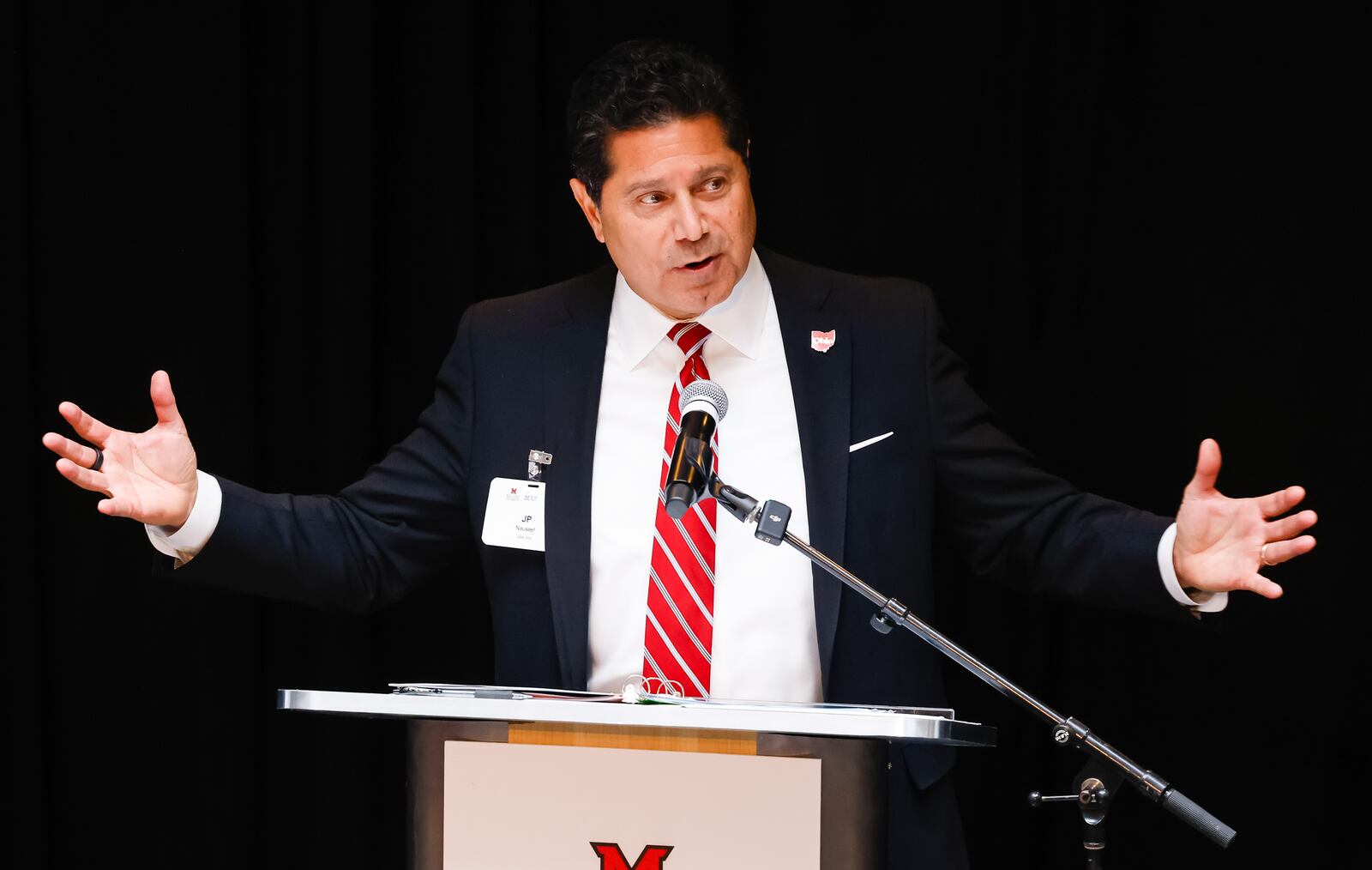 J.P. Nauseef, President and CEO of JobsOhio, speaks during a ribbon cutting for the new Advanced Manufacturing Workforce and Innovation Hub Monday, Feb. 2, 2026 in Hamilton. The facility is a partnership between Miami University and Butler Tech in the former VORA Technology Park. NICK GRAHAM/STAFF