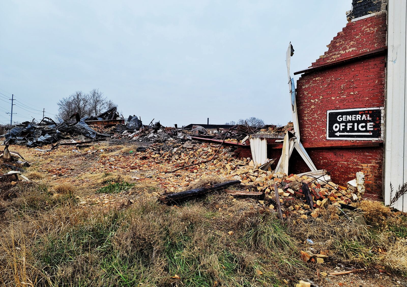 This is the way the former Middletown Paperboard looked in December 2020, nearly one year after the complex was destroyed by fire. The city hopes to use grants to redevelopment the property. NICK GRAHAM/STAFF