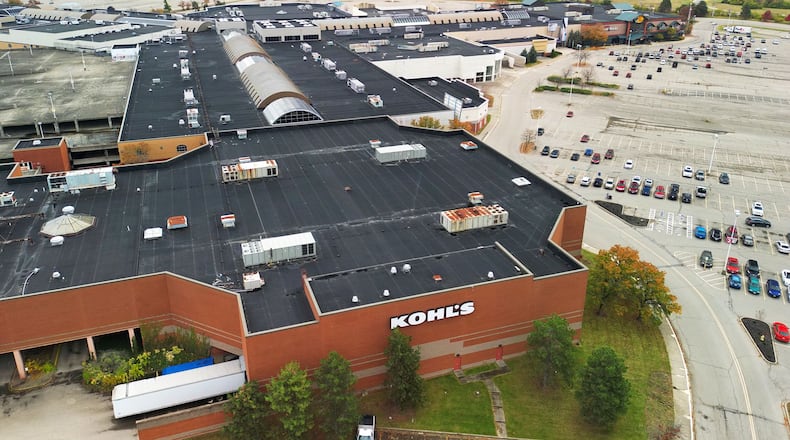 Pictured are areal photos of Forest Fair Village (formerly Cincinnati Mall, Cincinnati Mills, and Forest Fair Mall) on Oct. 31, 2022. There is a plan to demolish most of the mall that straddles the Butler and Hamilton county border. The Butler County Landbank received $8 million from the state to raze the mall but those funds are in jeopardy if the state would extend the May 2023 deadline to spend the money. NICK GRAHAM/STAFF