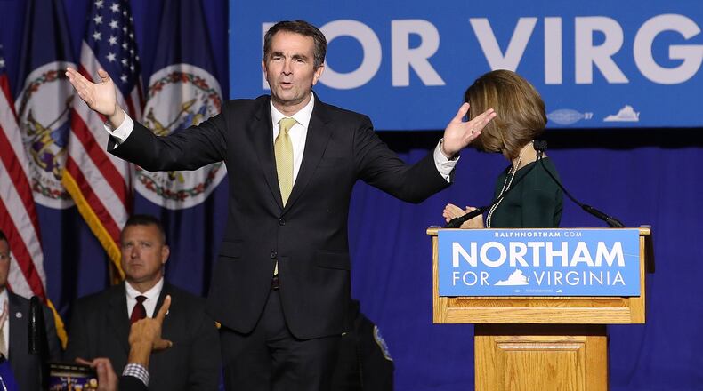 Virginia Governor-elect Ralph Northam greets supporters at an election night rally November 7, 2017 in Fairfax, Virginia. Northam defeated Republican candidate Ed Gillespie. (Photo by Win McNamee/Getty Images)