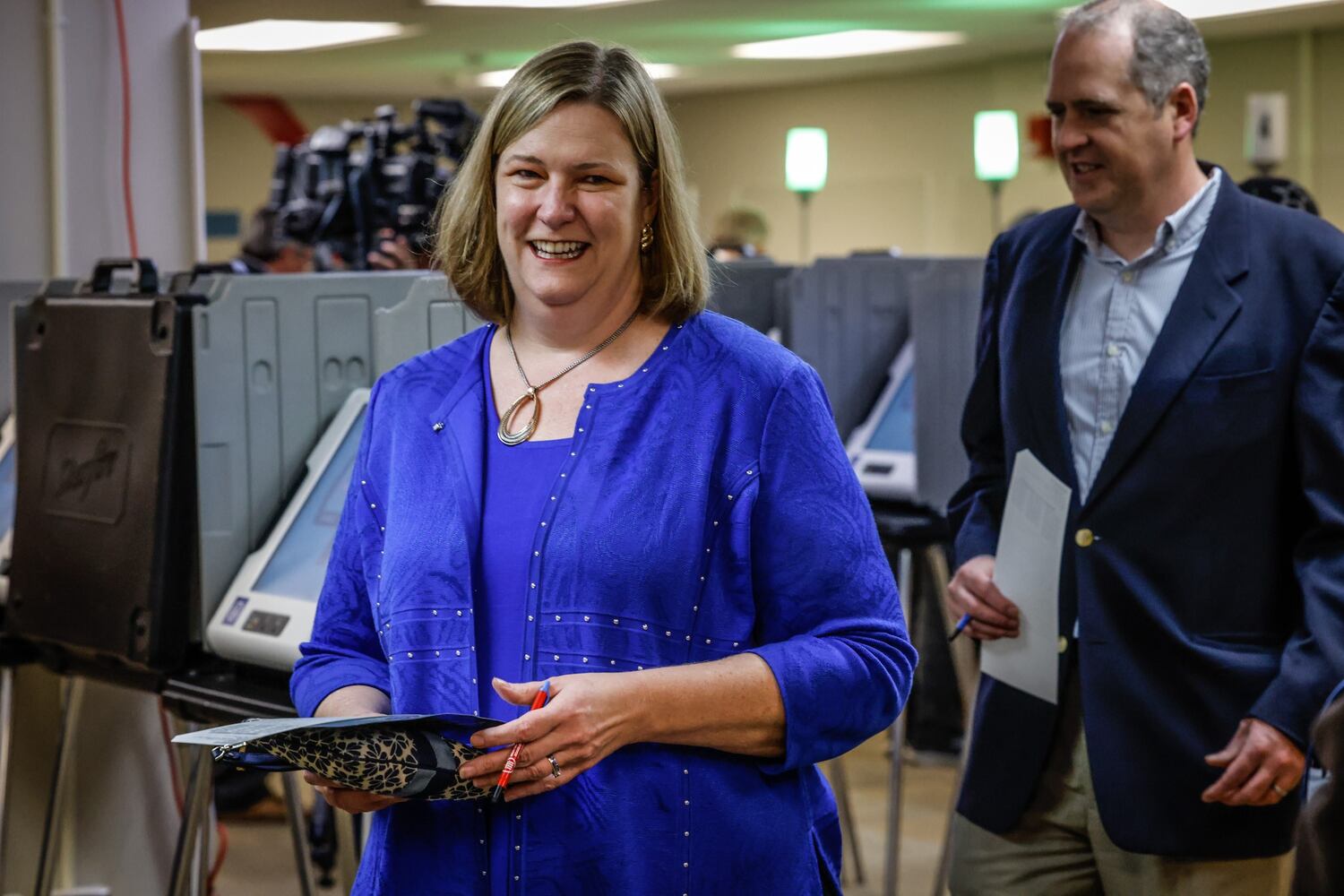 Nan Whaley, first female candidate for governor, casts her vote