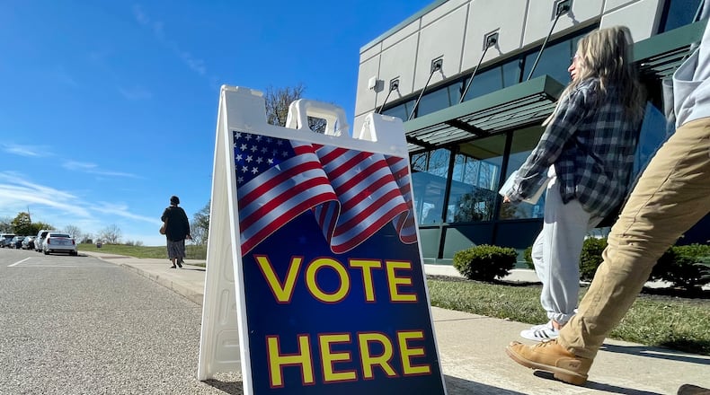 Lines were on occasion, including with less than an hour remaining in early voting on Monday, Nov. 7, 2022, we’re out the door at the Butler County Board of Elections office, 1802 Princeton Road, Hamilton. Elections officials say the most people had to wait in line was around 20 minutes. MICHAEL D. PITMAN/STAFF
