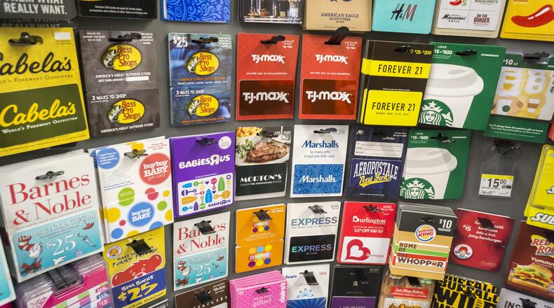 A selection of gift cards in a store on March 8, 2016 in New York. (Richard B. Levine/Levine Roberts/Newscom/Zuma Press/TNS)