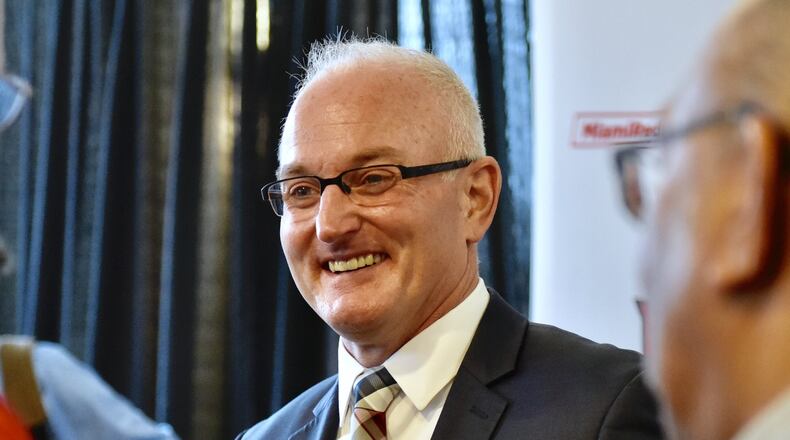 Chris Bergeron was announced as new head coach for Miami RedHawks ice hockey team Monday, April 8, 2019 at Goggin Ice Center on the Miami University campus in Oxford. NICK GRAHAM/STAFF