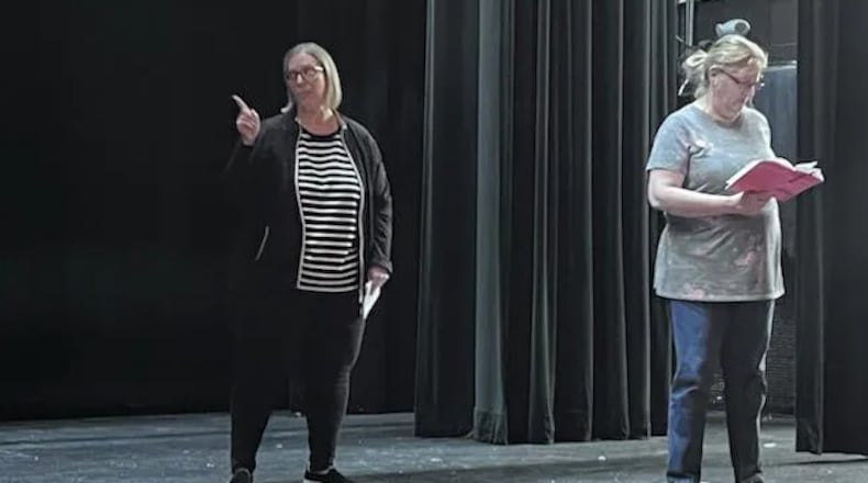 There will be four performances of "Always a Bridesmaid" in Fairfield. Pictured are a couple of of the cast members during rehearsal. CONTRIBUTED