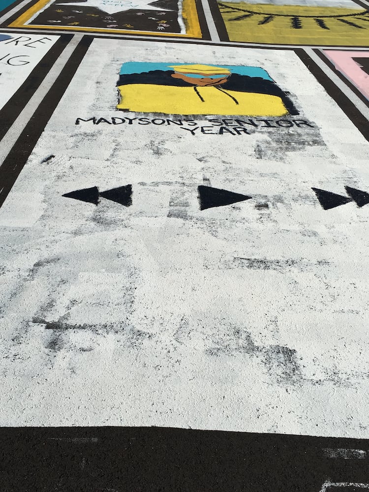 Fairfield High School senior parking spaces painted