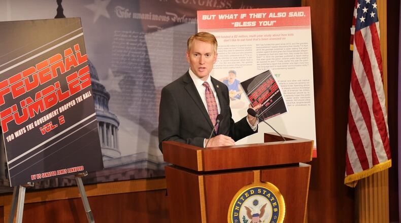 U.S. Sen. James Lankford, R-Oklahoma, released a report this week identifying 100 programs he calls “Federal Fumbles.”