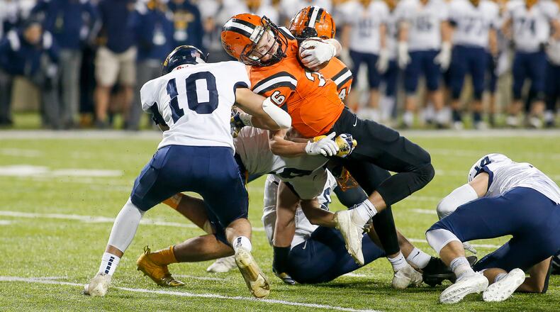 Versailles defeated Kirtland to win the Division V state football championship on Saturday, Dec. 4, 2021. Michael Cooper/CONTRIBUTED