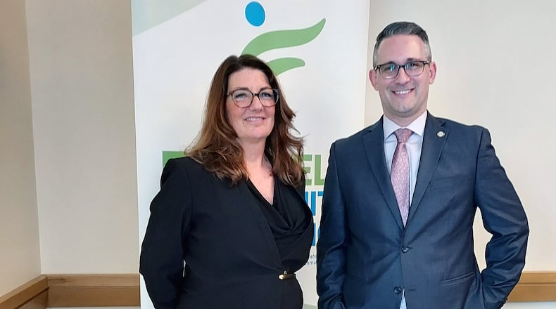 Fairfield Twp. Administrator Kim Lapensee and Fairfield City Manager Scott Timmer presented updates on their communities during the inaugural Focus on Fairfield. Photo: Sue Kiesewetter/contributed