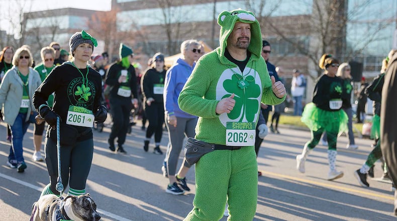 Joggers, walkers, strollers and pets are all welcome to participate in the March 15 Shamrock Shuffle race and block party. Contributed photo
