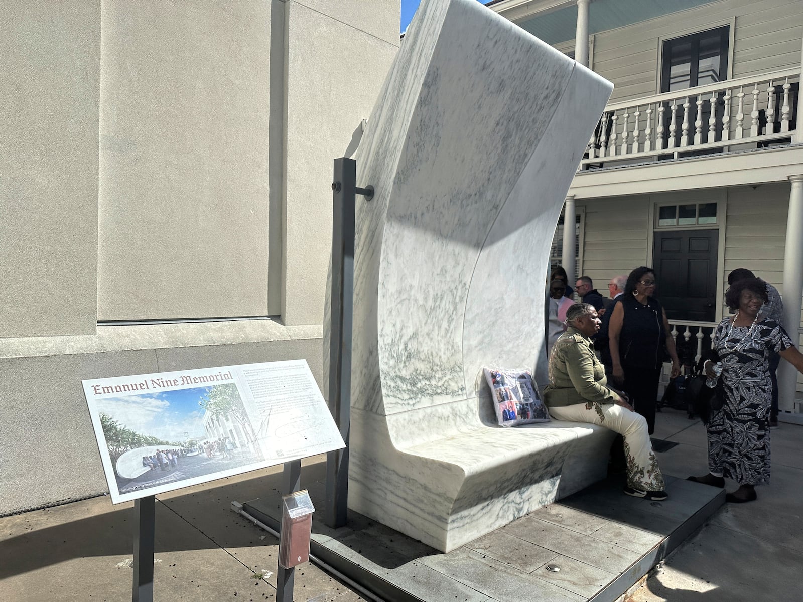 A planned memorial is seen Mother Emanuel AME church in Charleston, S.C. is seen on Tuesday, June 17, 2025 to honor and remember nine church members on the 10th anniversary of the killing of nine members in a shooting by a white supremacist during Bible study. (AP Photo /Jeffrey Collins)