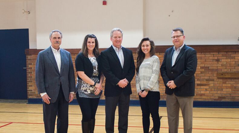 The Great Miami Valley YMCA is beginning a diabetes program to prevent those at risk for becoming type 2 diabetics. Pictured here, from left: Tom Urban, Mercy Health North Market president and CEO; Bridget Behrmann, executive director of healthy living; Woody Fitton, president and CEO of the YMCA; Anna McKain, diabetes prevention coordinator; and Scott Ellsworth, board member of Mercy Health Fairfield.