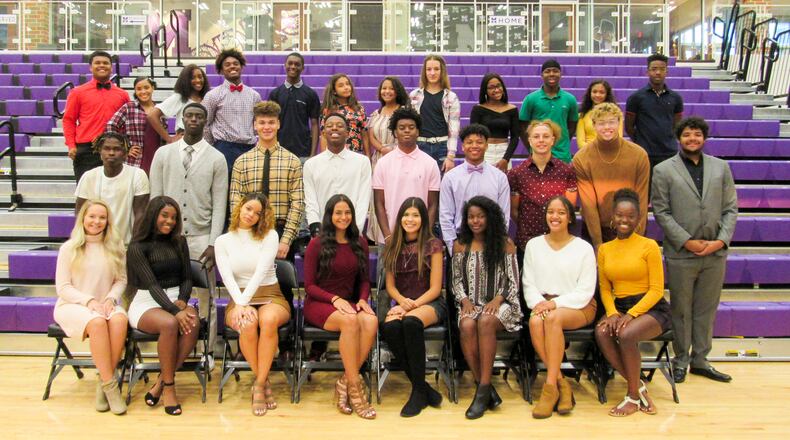 The Middletown High School homecoming court this year included: Front row, l to r, Senior girls: Alivia Buchanan, SaâMill Calhoun, Precious Lane, Arianna Layne, Dulce Leon, Jaleah Mack, Jasmine Phillips, Glenn White. Second row, Senior Boys: DeâYon Brown, Cheikh Fall, Michael Langendorf, Aaron Mays, Kylen McGill, AuâBraylen Million, Kelvin Shealey, Kwenton Wills, band rep Logan Susong. Back row: (Juniors): Kamari Fuller, Jetxairy Benitez Delgado, Addison Bess, Josh Bryant, (Freshman): Lonnie Pennington, Asia Espiritu, Makenzie Mobley, Christian Isbell, (Sophomores): Madeline Paulino, Venice McCord, Gleris Altagracia-Torres, Jaremill Calhoun. Not Pictured Band Queen Krystalin McKenzie. CONTRIBUTED