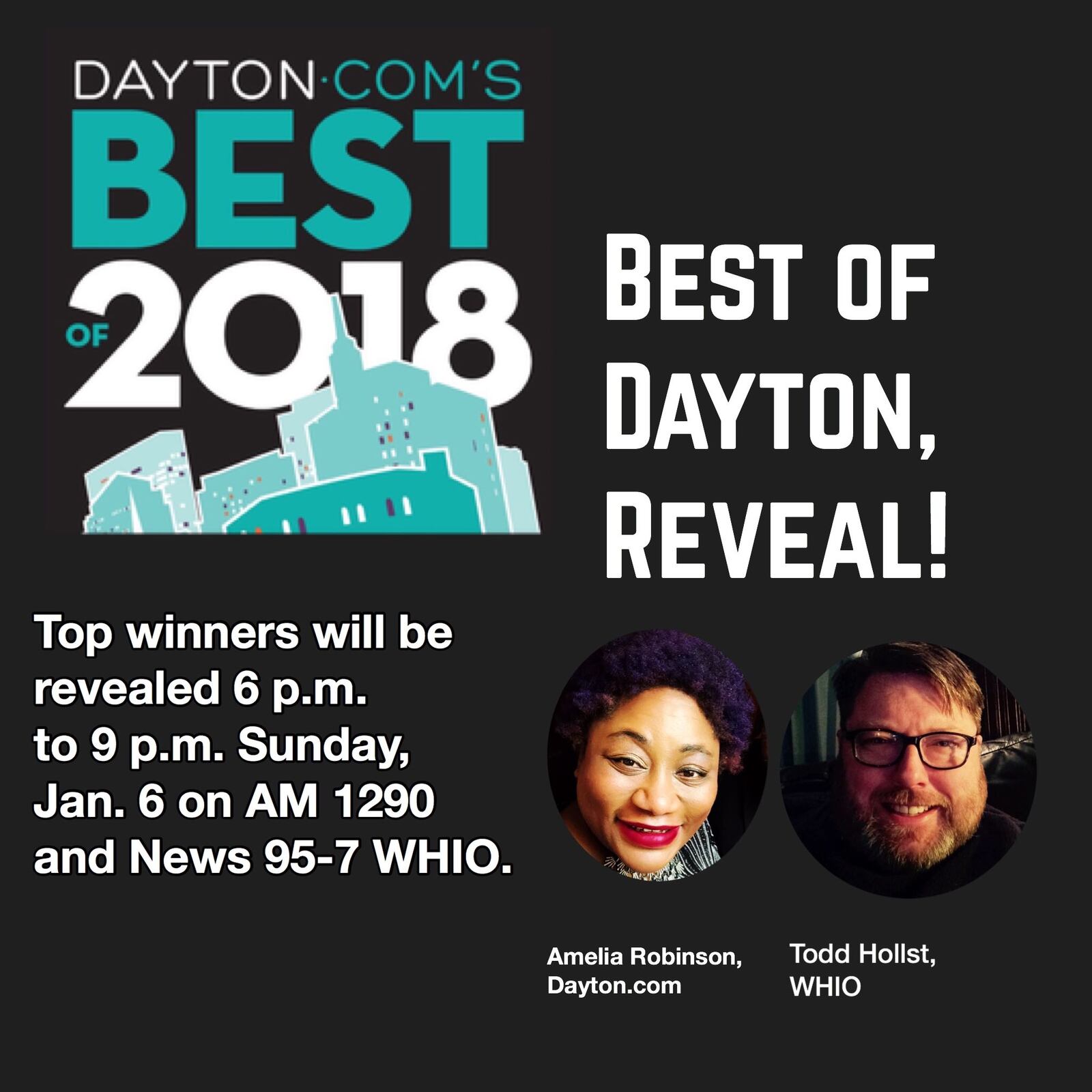 Best of Dayton, Reveal! will air on WHIO Radio from 6-9 p.m. Sunday, Jan. 6, 2019.