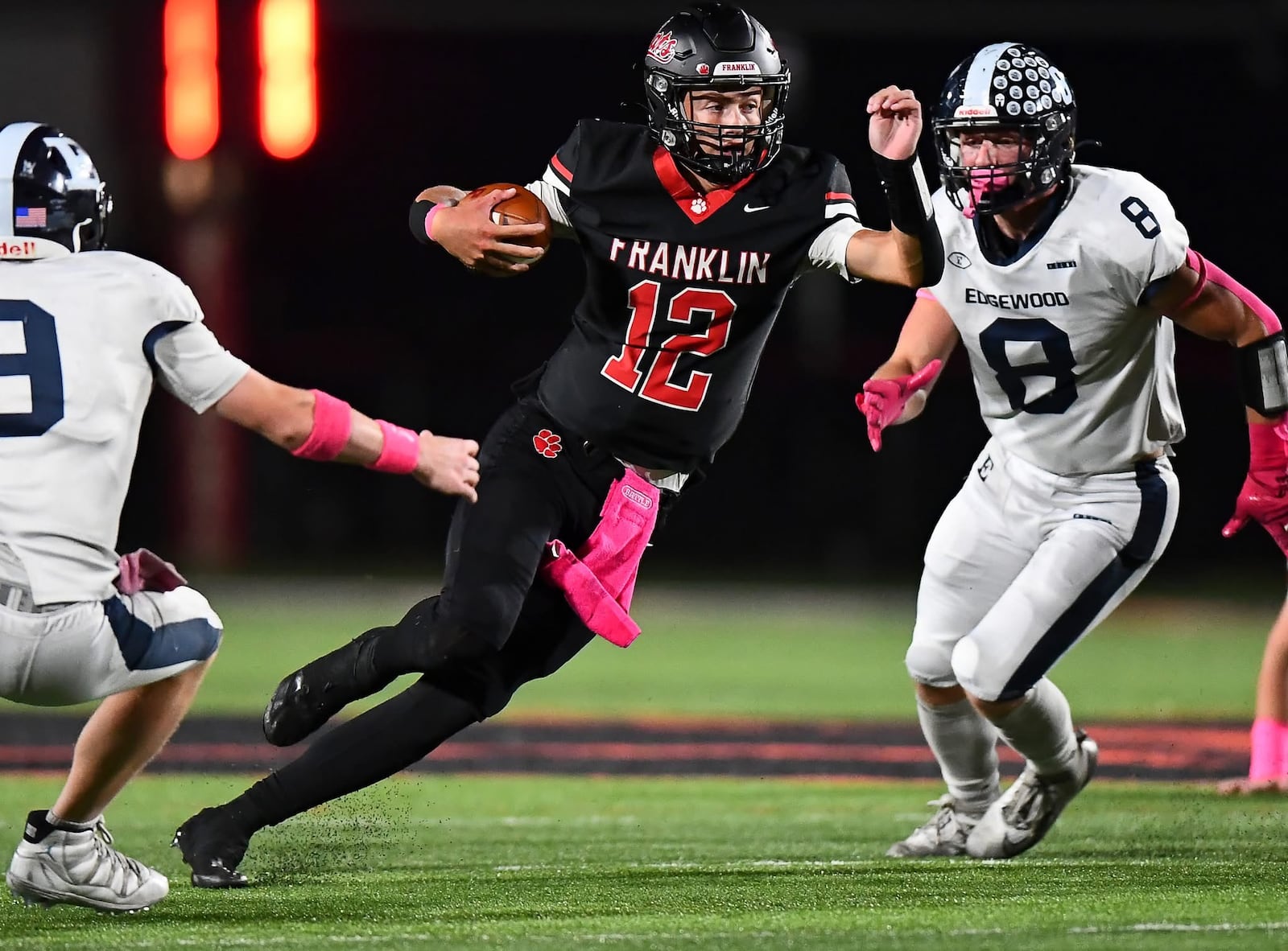 Franklin’s football team has won four games in a row, clinched the Southwestern Buckeye League Southwestern Division title outright and is in the playoff hunt after starting the season 0-5. KYLE HENDRIX / CONTRIBUTED
