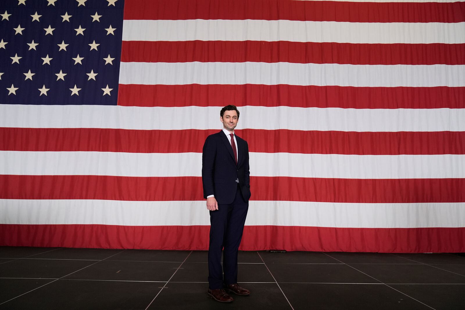 Sen. Jon Ossoff, D-Ga., poses for a portrait during an event at Dobbins Air Reserve Base, Saturday, April 26, 2025, in Marietta, Ga. (AP Photo/Brynn Anderson)