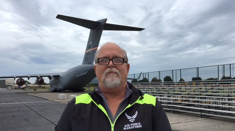 David A. Crawford, of Beavercreek, will be one of an expected 2,400 volunteers at the Air Force Marathon on Saturday. BARRIE BARBER/STAFF