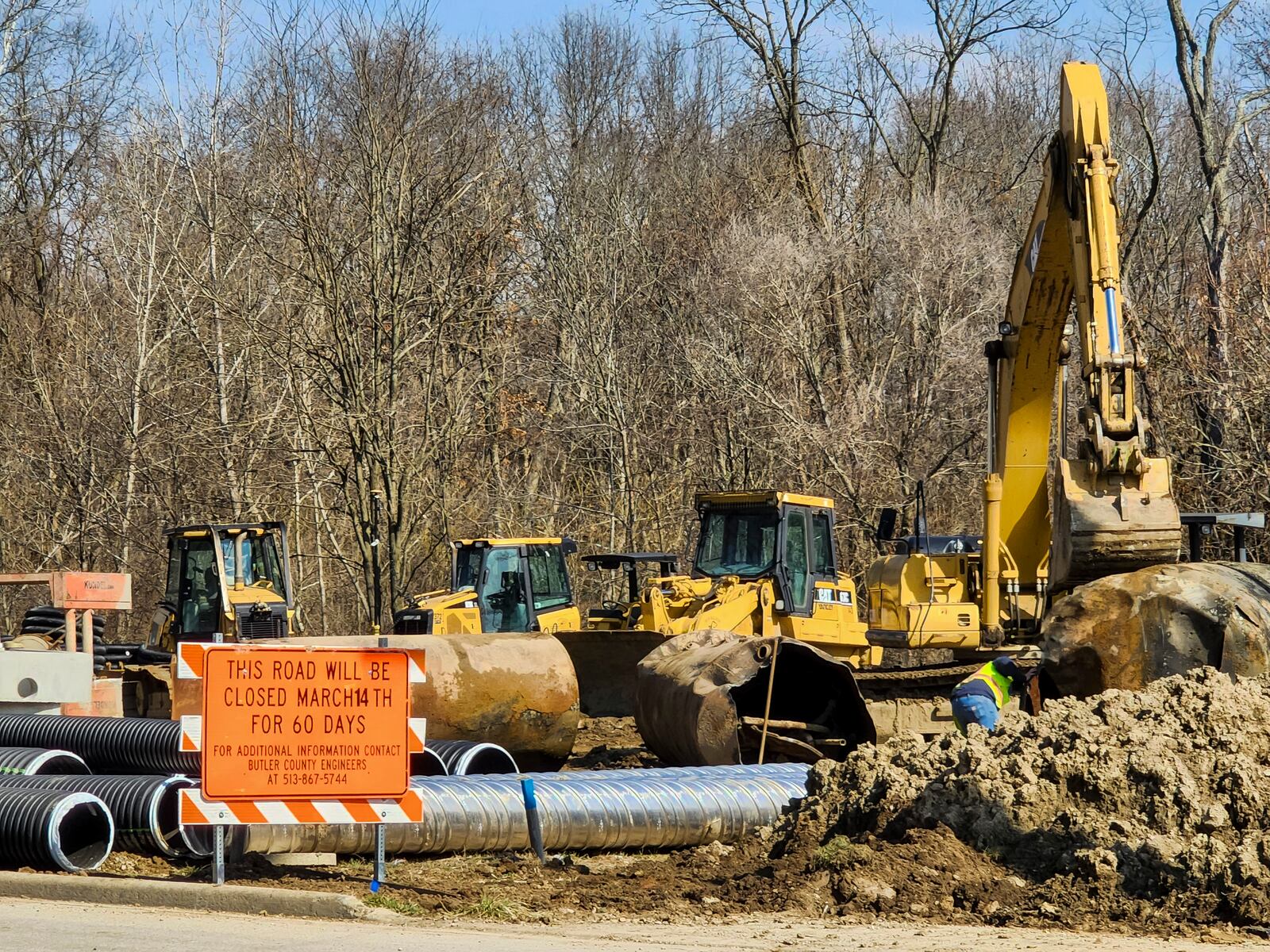 Roundabout construction work has started on the Five Points intersection on the border of Hamilton and Fairfield Twp., and is a crossroads where Hancock Avenue, Grand Boulevard, Tylersville Road, Hamilton-Mason Road and Tuley Road meet. NICK GRAHAM/STAFF