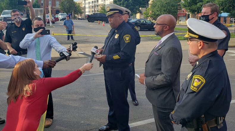 Cincinnati Police Chief Eliot Isaac speaks to the media Friday, Aug. 7, 2020, regarding the police chase that ended in Newport, Kentucky.