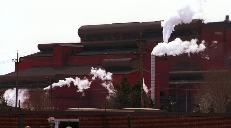 More than 60 firefighters from four communities put out a blaze Saturday, Jan. 20, 2017, at the Basic Oxygen Furnace at AK Steel’s Middletown Works. STAFF