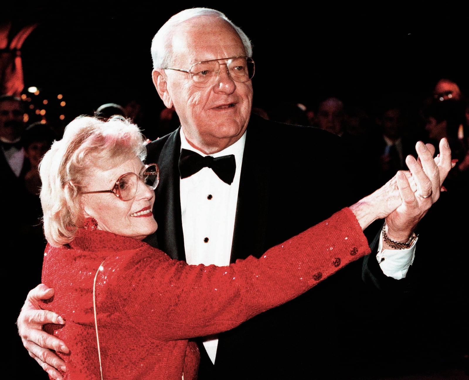 FILE - Gov. George Ryan dances with his wife, Lura Lynn, at his gubernatorial inaugural ball in Springfield, Ill., on Jan. 12, 1999. (The (Kankakee) Daily Journal via AP, File)