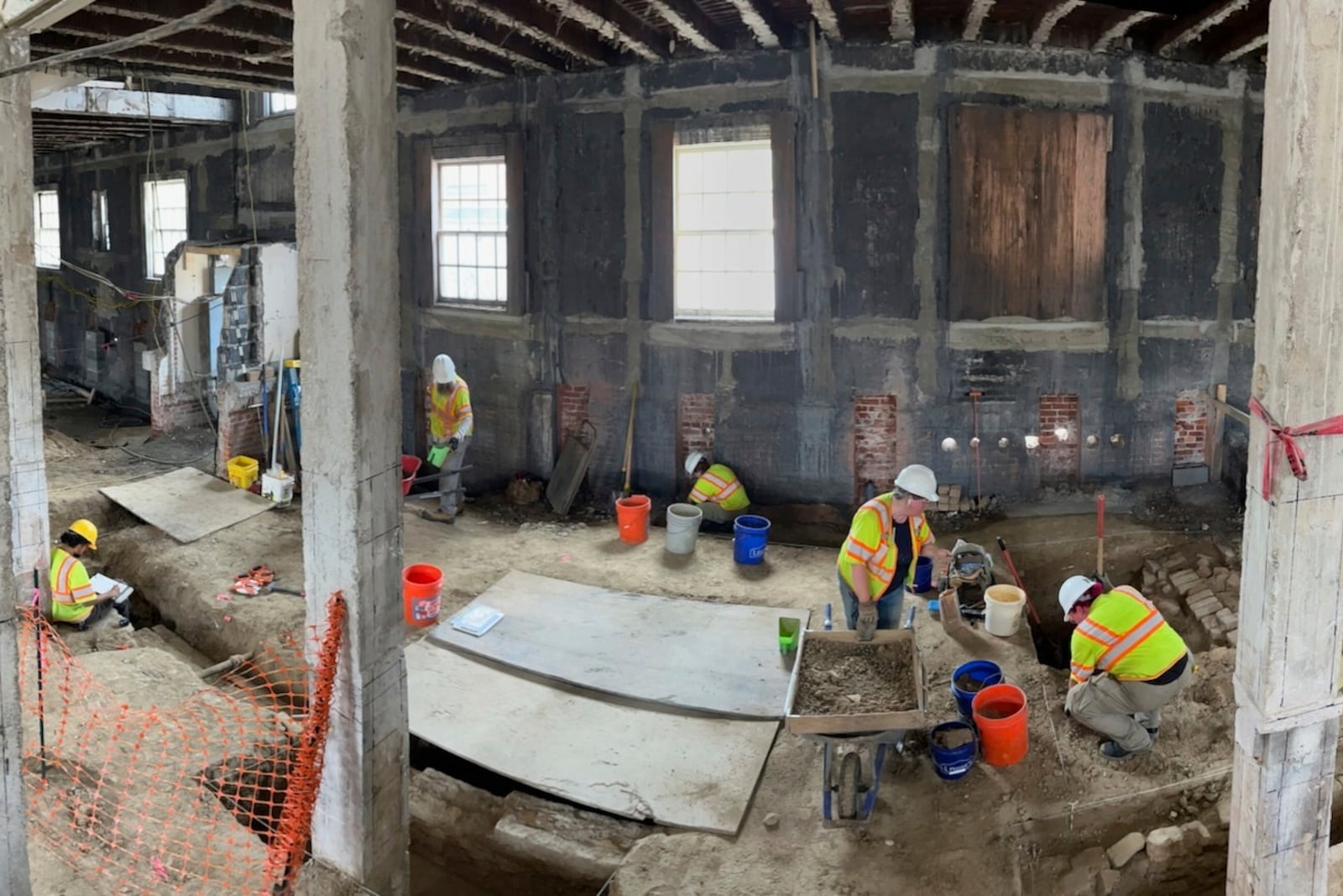 William & Mary archaeologists uncover a foundation from the 1700s that once held the nation's oldest surviving schoolhouse for Black children in 2025, in Williamsburg, Va. (William Mary/William Mary Center for Archaeological Research via AP)