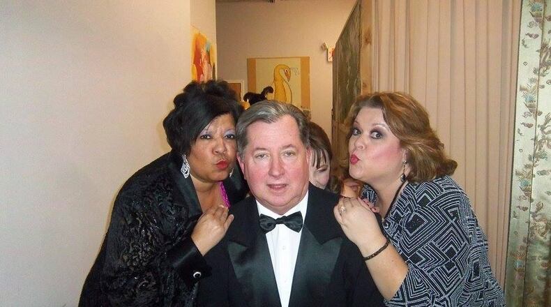 Ted Hennis is on the board of the Lebanon Theatre Company. This is a behind-the-scenes photo from a previous LTC fundraiser, a few years ago. Pictured are Tracie Mills (left), Hennis and Gina Davidson. Hennis says, “We like to ham it up between acts.” CONTRIBUTED