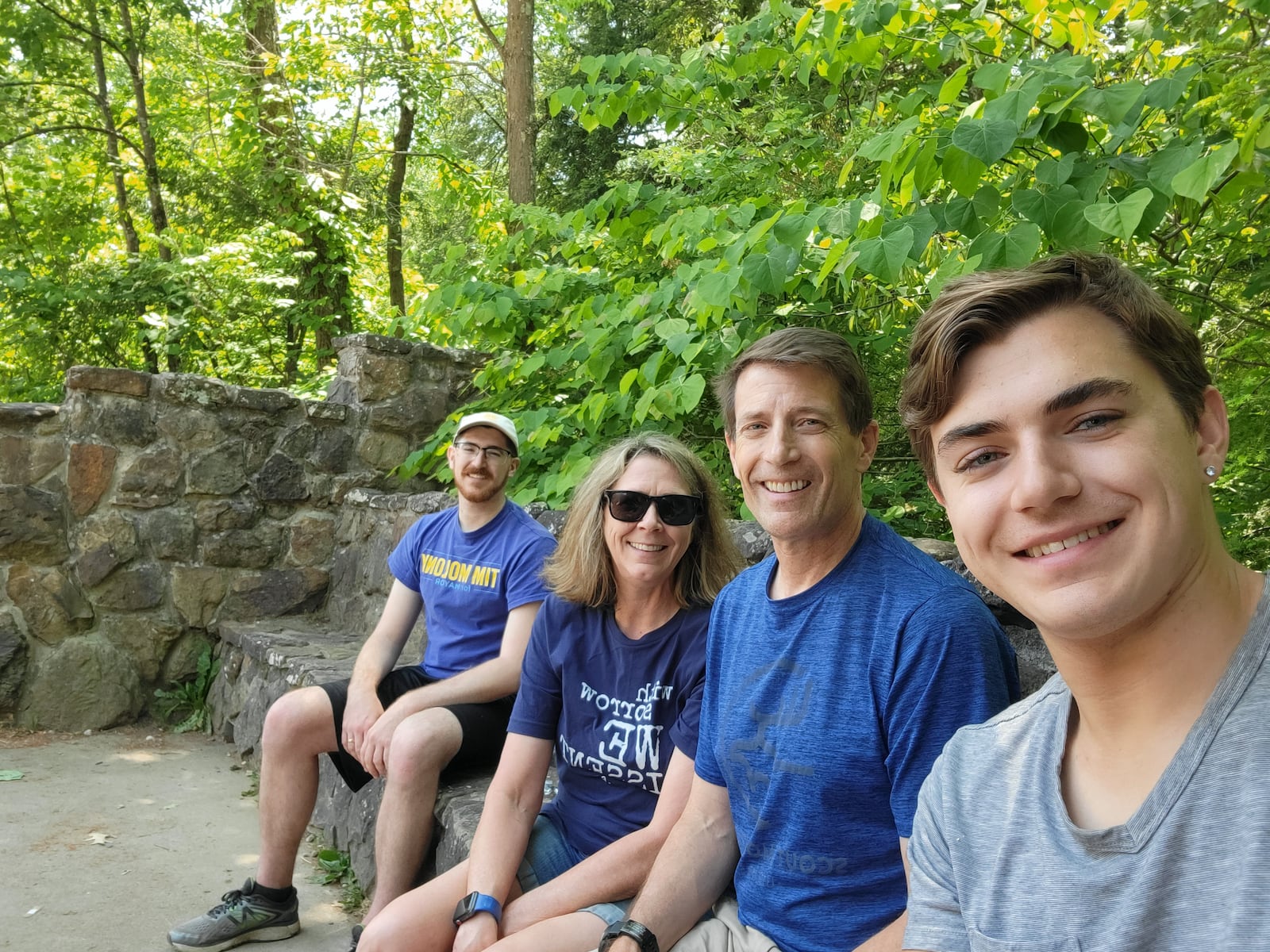 Sons Philipp, (left) and Erich (right )pose for a selfie with their parents,  Julie and Dave Corfman at Hocking Hills State Park. CONTRIBUTED PHOTO