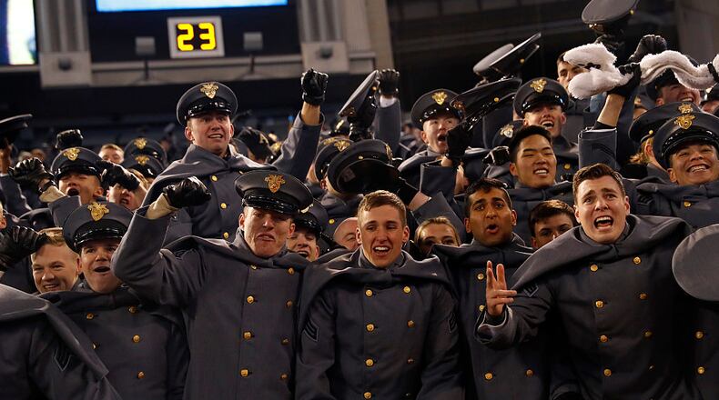 BALTIMORE, MD - DECEMBER 10: Cadets celebrate after the Army Black Knights defeated the Navy Midshipmen 21-17 at M&T Bank Stadium on December 10, 2016 in Baltimore, Maryland. (Photo by Aaron P. Bernstein/Getty Images)