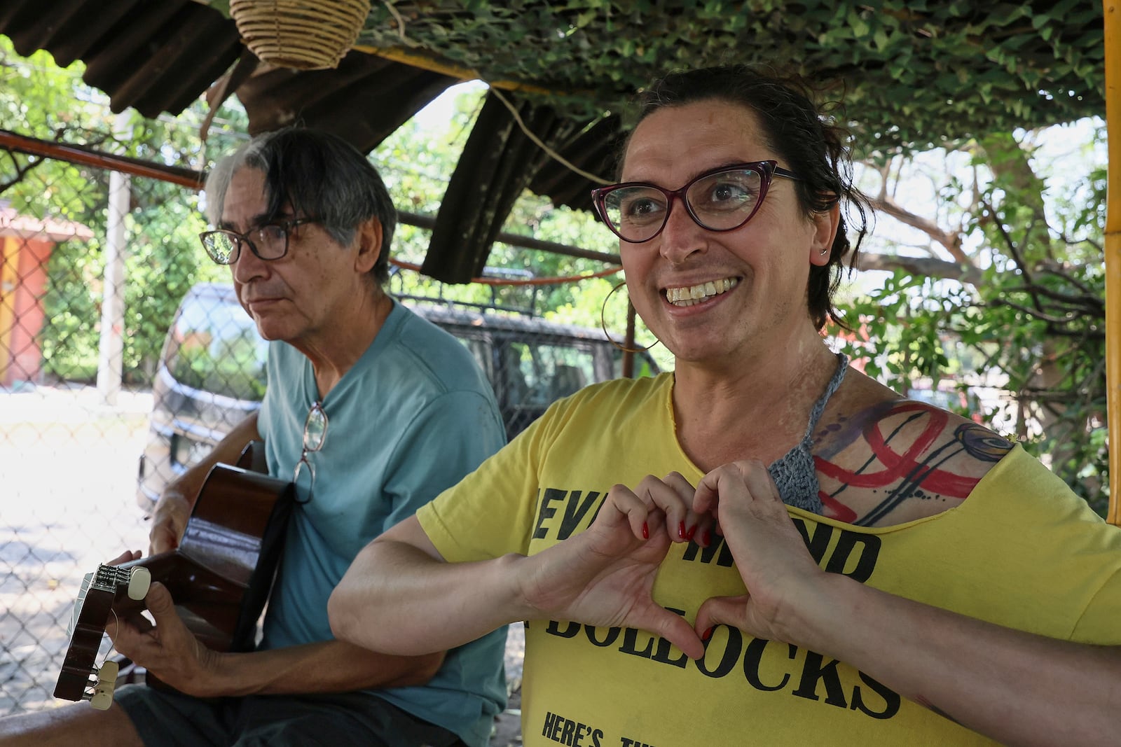 Mulato Teatro cast members, transgender actress Annya Atanasio Cadena and musician Jesús Peredo, rehearse for their upcoming performance at the First International Afro-Scenic Festival, in Ticumán, Mexico, Saturday, May 17, 2025. (AP Photo/Ginnette Riquelme)