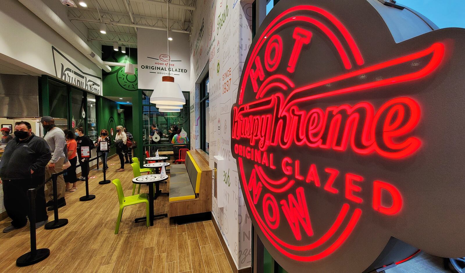 Krispy Kreme opened on Tuesday, May 4, 2021, in the Tylersville Pointe shopping center, 7783 Tylersville Road. NICK GRAHAM / STAFF