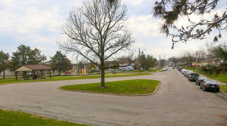 The Chestnut Street area in Hamilton where Jaylen Kinney was fatally shot March 23 on his 24th birthday. GREG LYNCH/STAFF