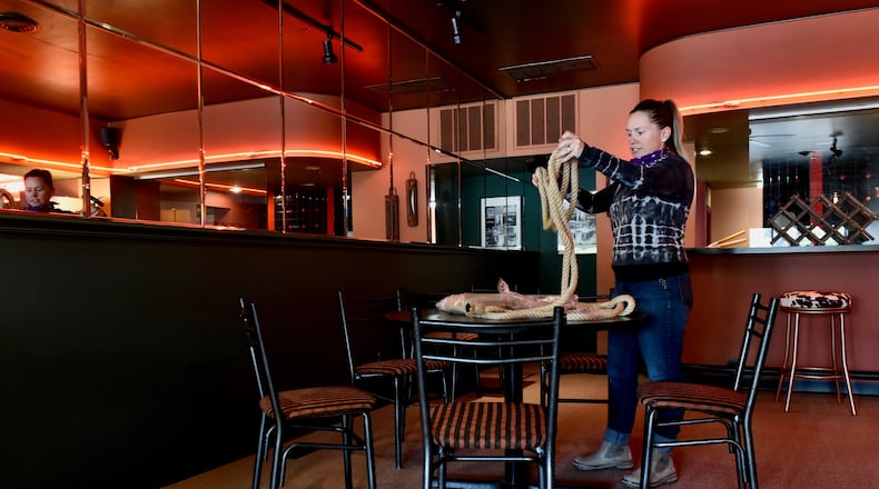 Bandanas Eatery, 2200 Central Ave., has closed after less than four years, according to co-owner Monica Thomas, pictured here decorating the restaurant's interior before it opened in 2020. NICK GRAHAM/STAFF