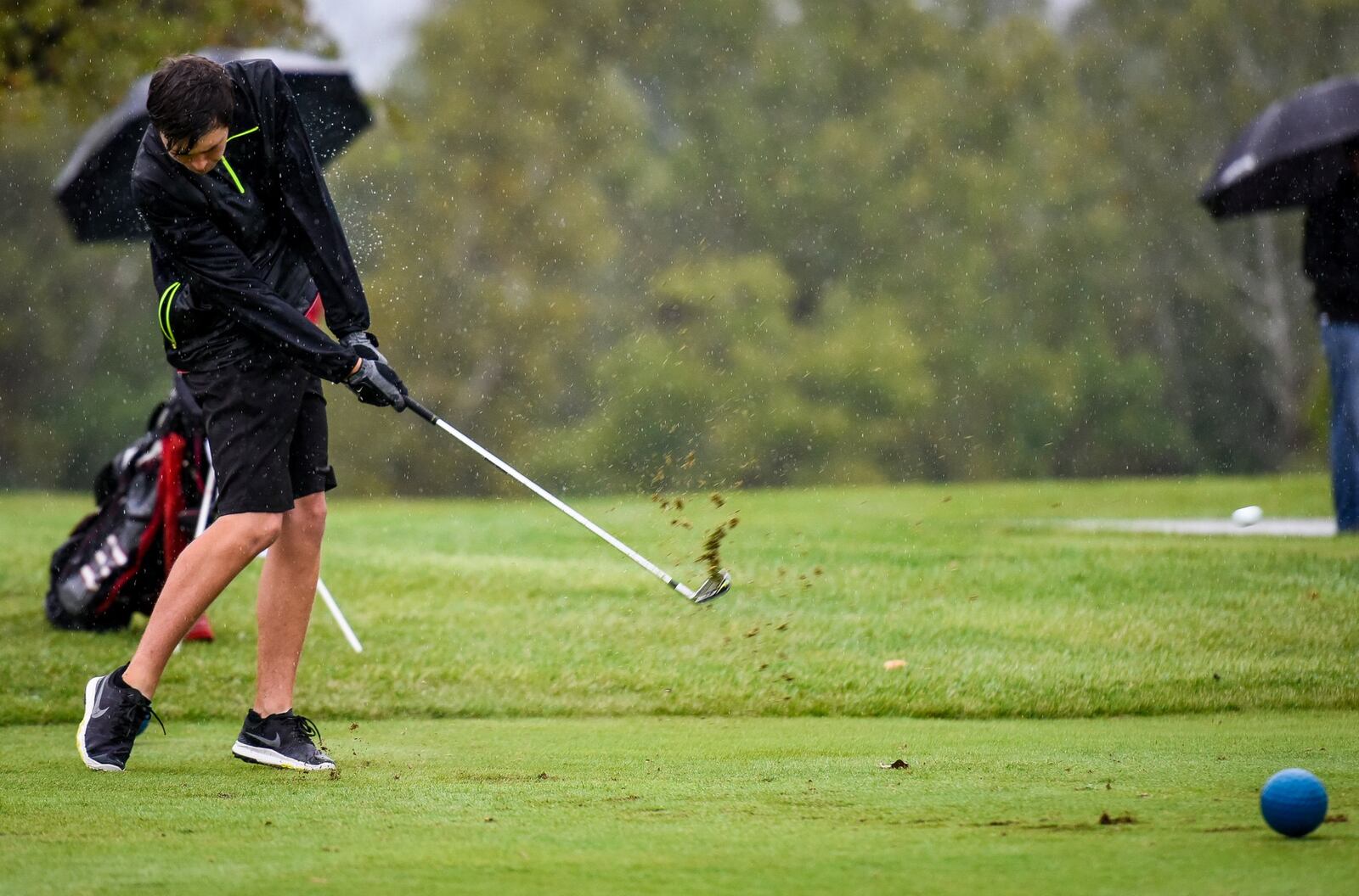 Madison’s Phillip Wilson tees off at PipeStone Golf Course during the Division II sectional boys golf tournament Sept. 28 in Miamisburg. NICK GRAHAM/STAFF