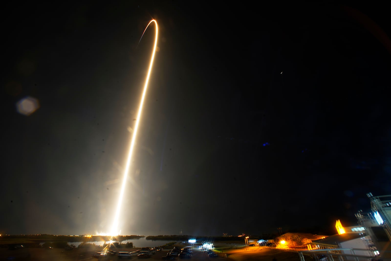 A SpaceX Falcon 9 rocket with a crew of four aboard a Dragon Spacecraft lifts off from pad 39A at the Kennedy Space Center in Cape Canaveral, Fla., Wednesday, June 25, 2025. (AP Photo/John Raoux)