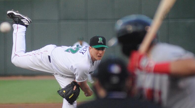 Homer Bailey pitches for the Dayton Dragons on Wednesday. Marc Pendleton/Staff