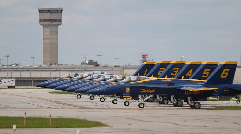 The U.S. Navy Blue Angels at the Vectren Dayton Air Show in 2018. TY GREENLEES / STAFF