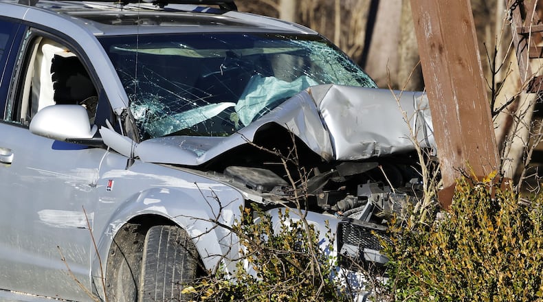 An Oxford man suffered minor injuries after he lost control of his vehicle and crashed into an utility pole, mailbox and a porch Monday afternoon on Ohio 177, according to the Butler County Sheriff’s Office. Matthew Shepherd, 38, was charged with operating vehicle without reasonable control, according to the crash report. NICK GRAHAM/STAFF