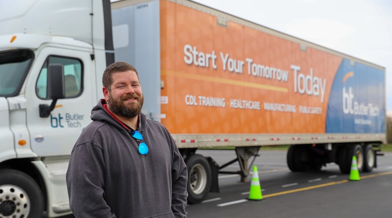 A recent grant of nearly $100,000 grant from Ohio Department of Higher Education, which was part of an adult education statewide funding initiative of $2.54 million, will allow the already popular Commercial Driver’s License (CDL) program at Butler Tech to expand for more students, said school officials. Pictured is recent Butler Tech CDL graduate Jasen Jones. (Provided)