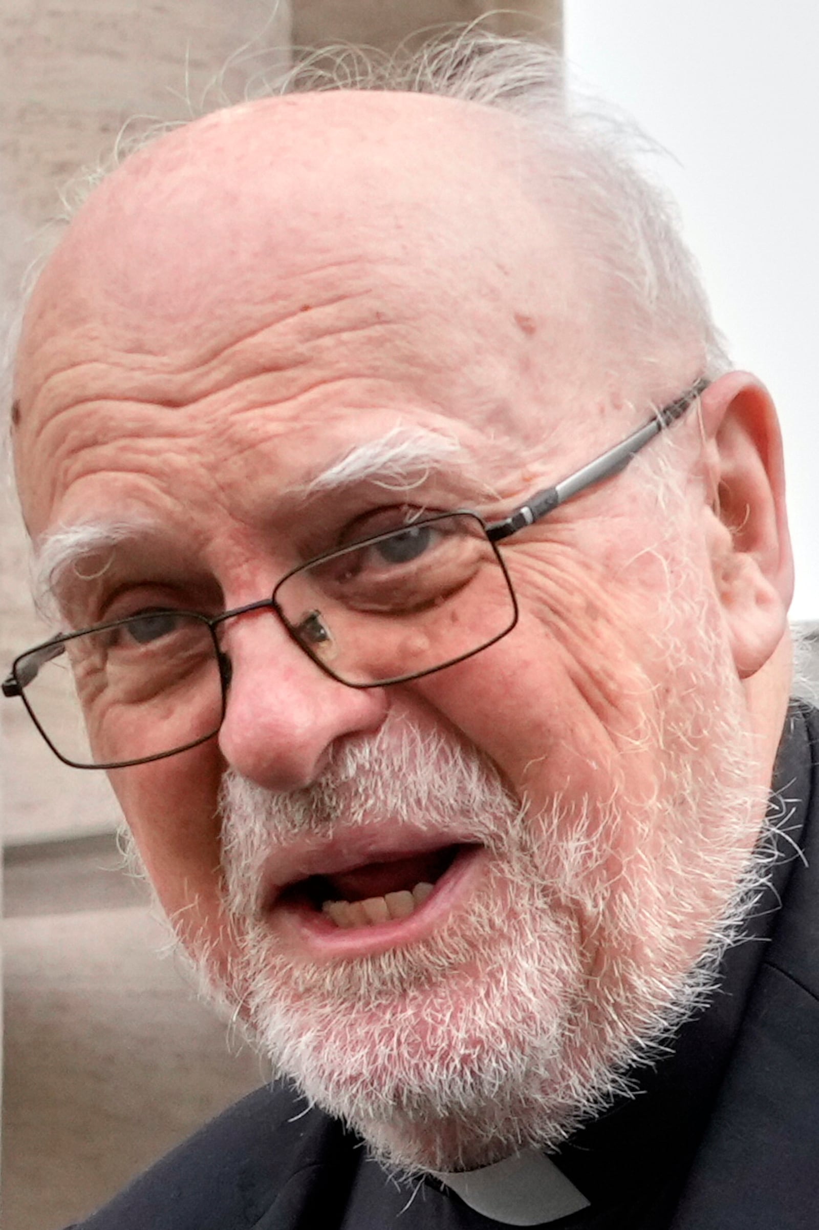 FILE - Swedish Cardinal Anders Arborelius is approached by reporters as he arrives for a College of Cardinals meeting at the Vatican, Monday, April 28, 2025. (AP Photo/Gregorio Borgia, File)