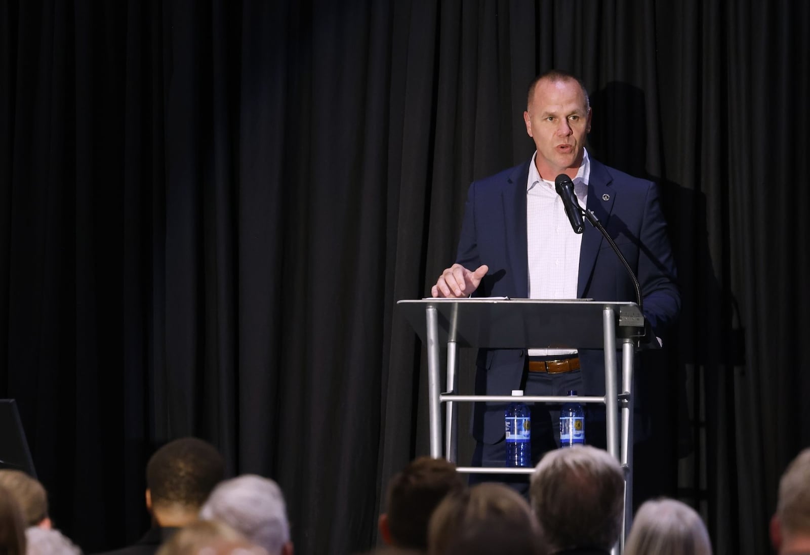Hamilton city manager Craig Bucheit speaks during Hamilton's State of the City event Wednesday, Oct. 1, 2025 at COhatch Hamilton. NICK GRAHAM/STAFF