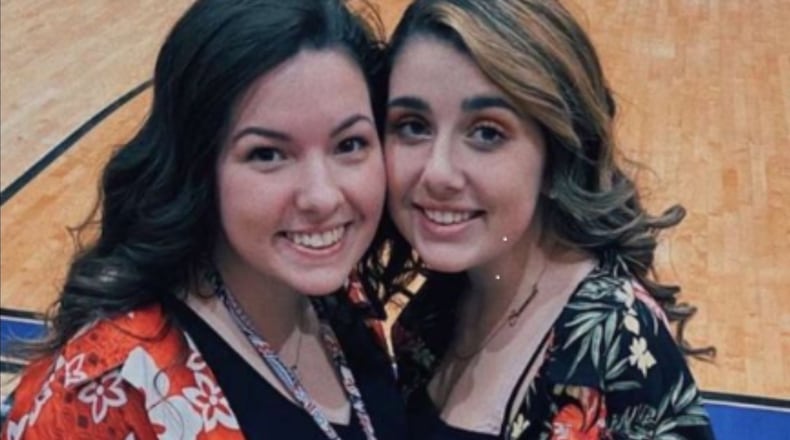 Edgewood High Schools junior Caila Nagel, left, and sophomore Savannah Schlueter were injured after their vehicle was involved in a crash May 6 in Fairfield. Samantha Harvey, the alleged at-fault driver, was charged with felonies. PROVIDED PHOTO