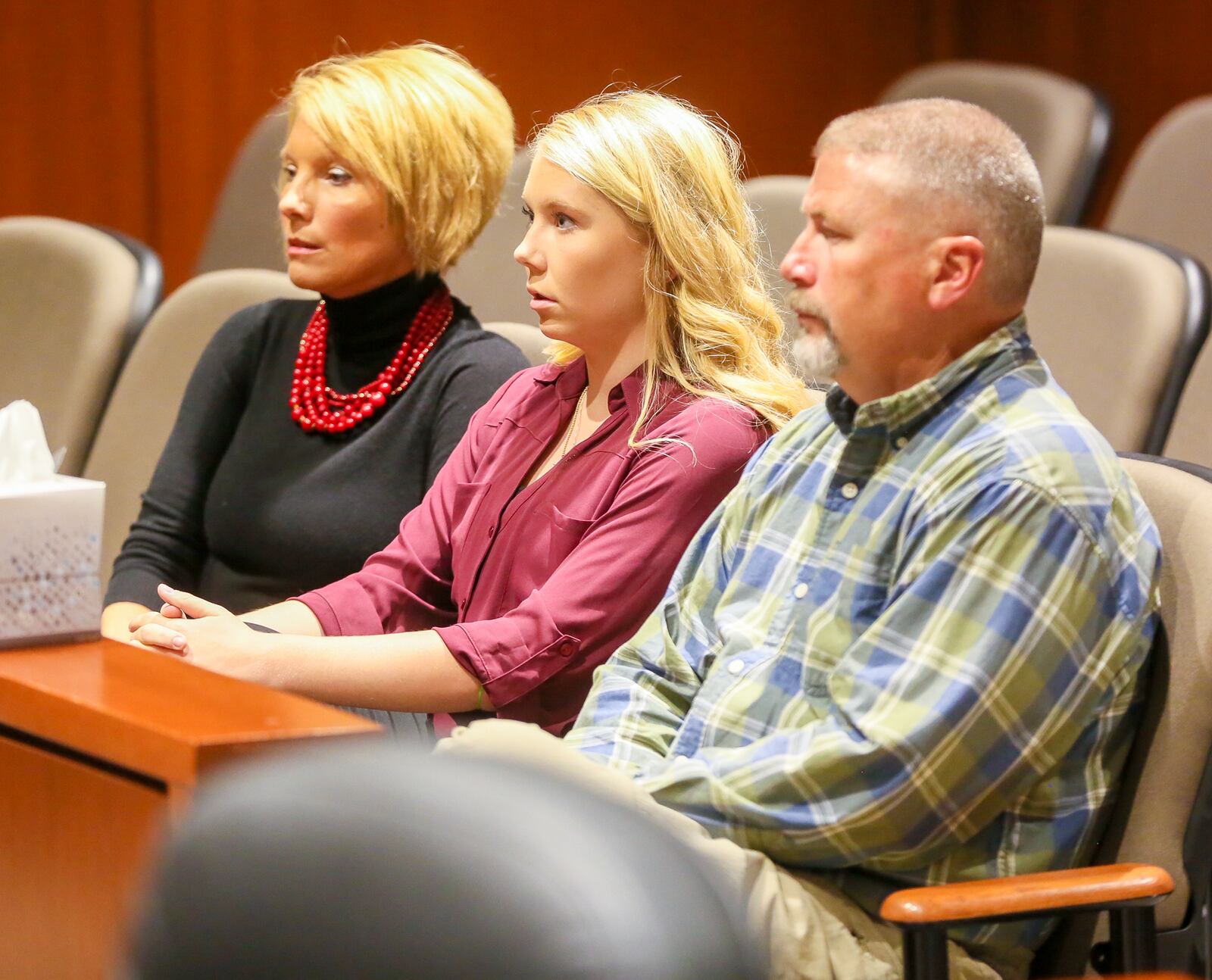 Brooke Skylar Richardson appeared in Warren County Common Pleas Court with her parents, Wednesday, Sept. 6, for a pretrial hearing, however, court proceedings did not go on the record. GREG LYNCH / STAFF